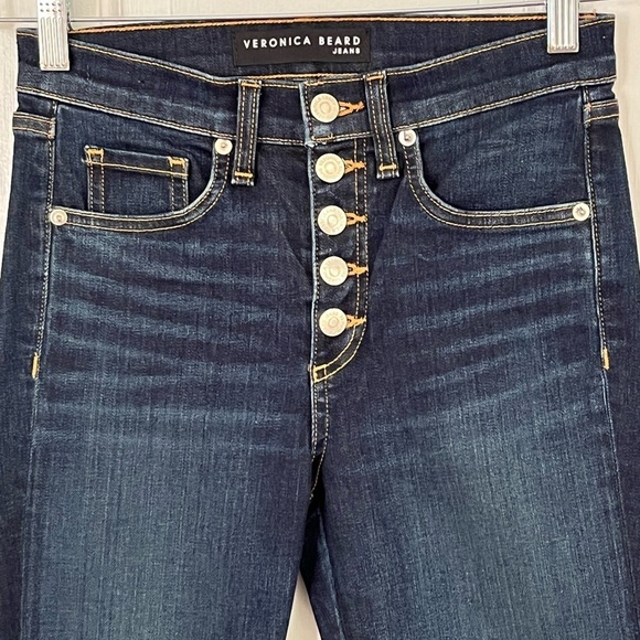 Veronica Beard Carolyn 10” Baby Boot Jeans Snap Hem in Dark Vintage Size 24 - Picture 3 of 16